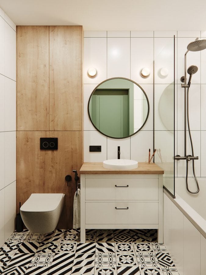 Интерьер ванной комнаты в скандинавском стиле